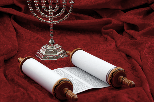 Torah with menorah
