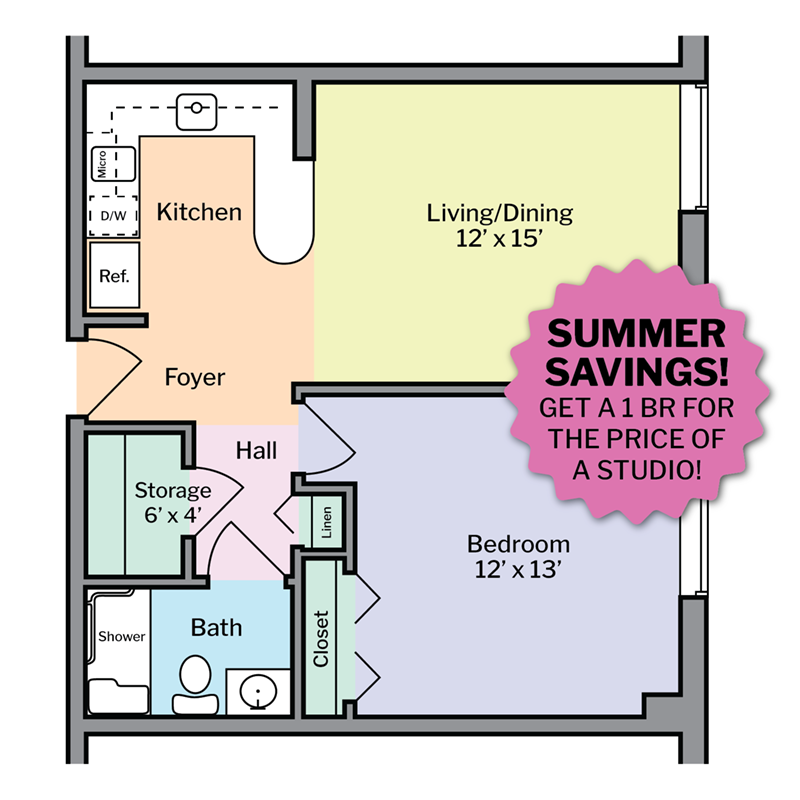 DT 1 BR Summer Sale Floor Plan