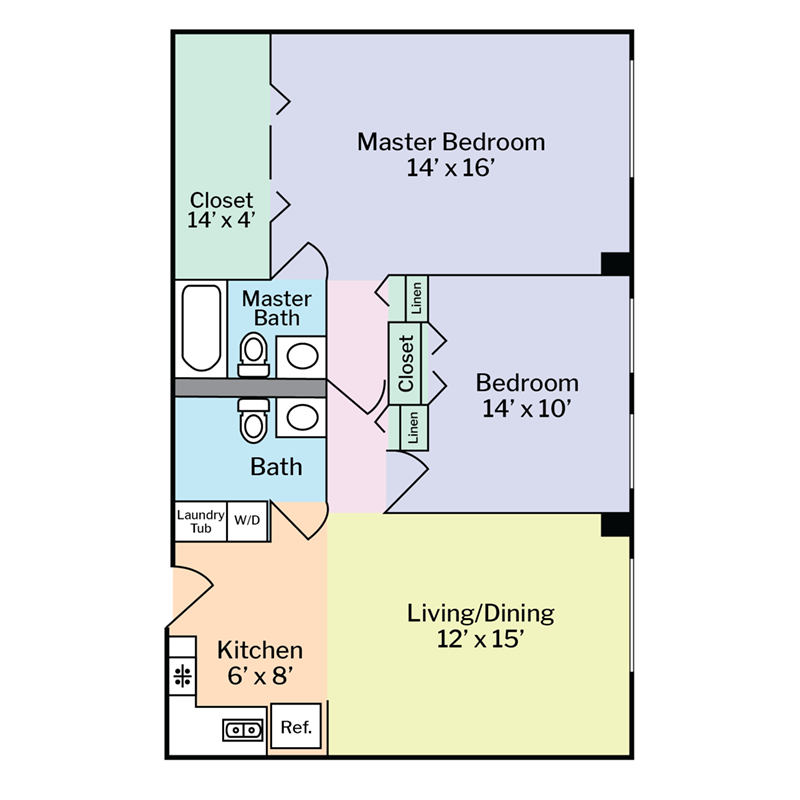 DT Floorplan Updates - Colored - 2 BR