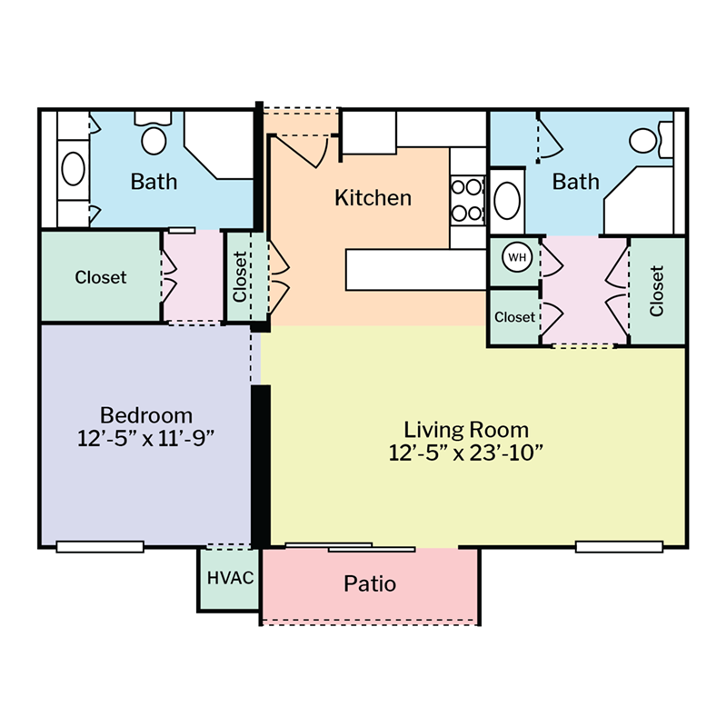 ML Floorplan Updates - Colored - 1 BR Large Gold