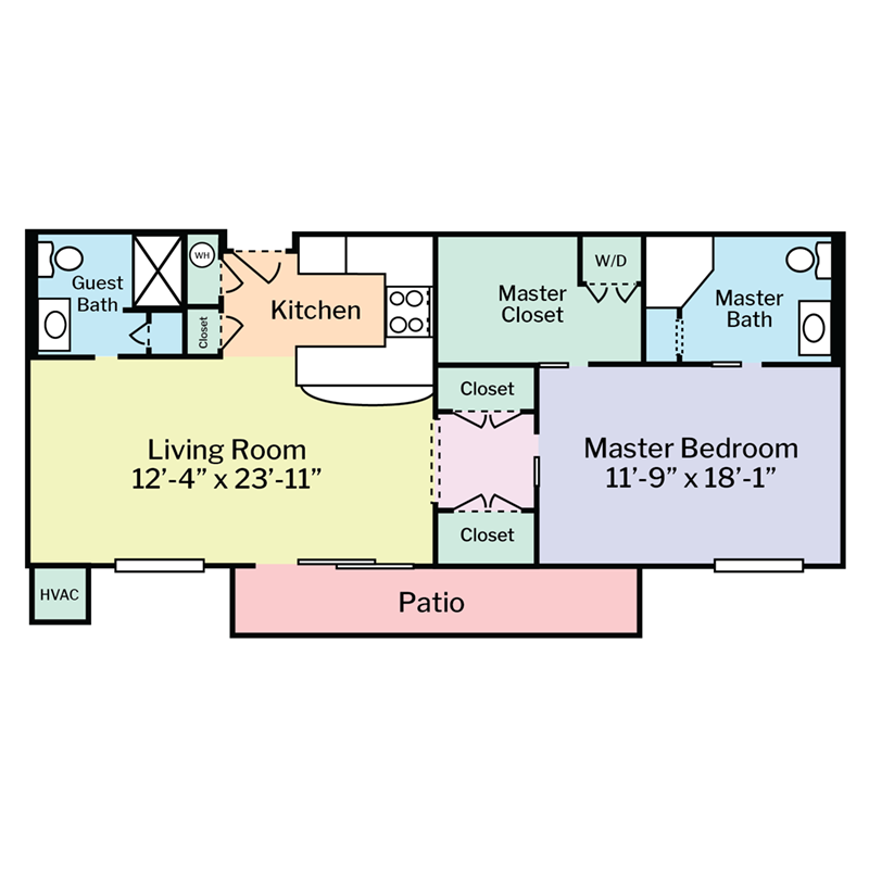 ML Floorplan Updates - Colored - 1 BR XL Gold