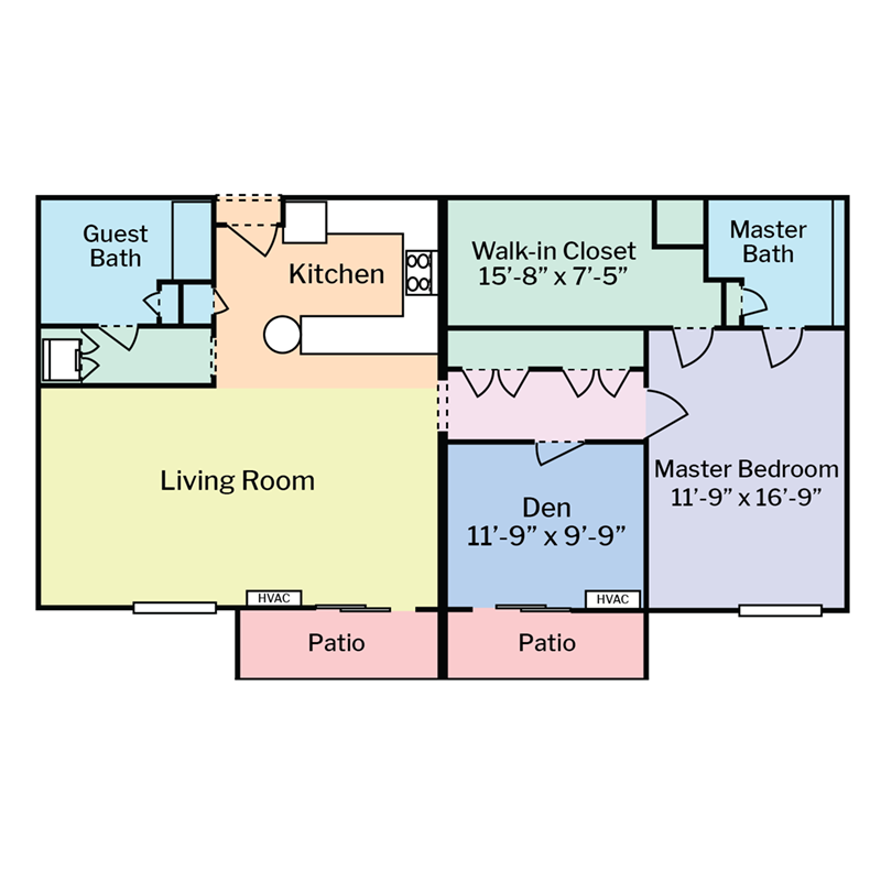 ML Floorplan Updates - Colored - 1 BR XL With Den Silver