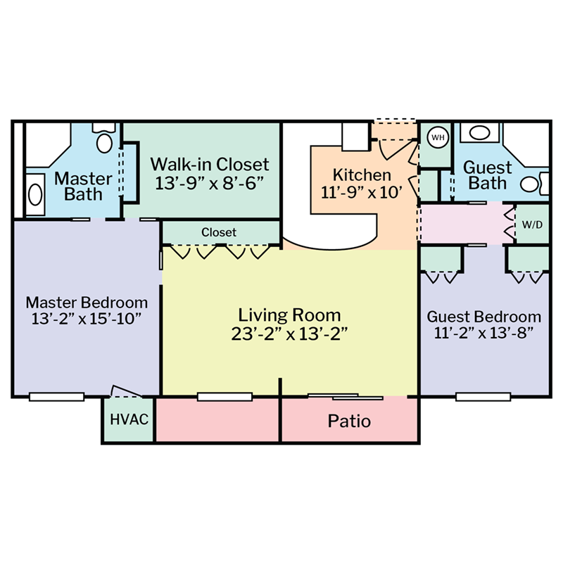 ML Floorplan Updates - Colored - 2 BR XL With Den Gold