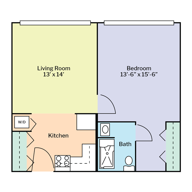 WEL Pennypack Park 1-Bedroom Apartment Floor Plan B