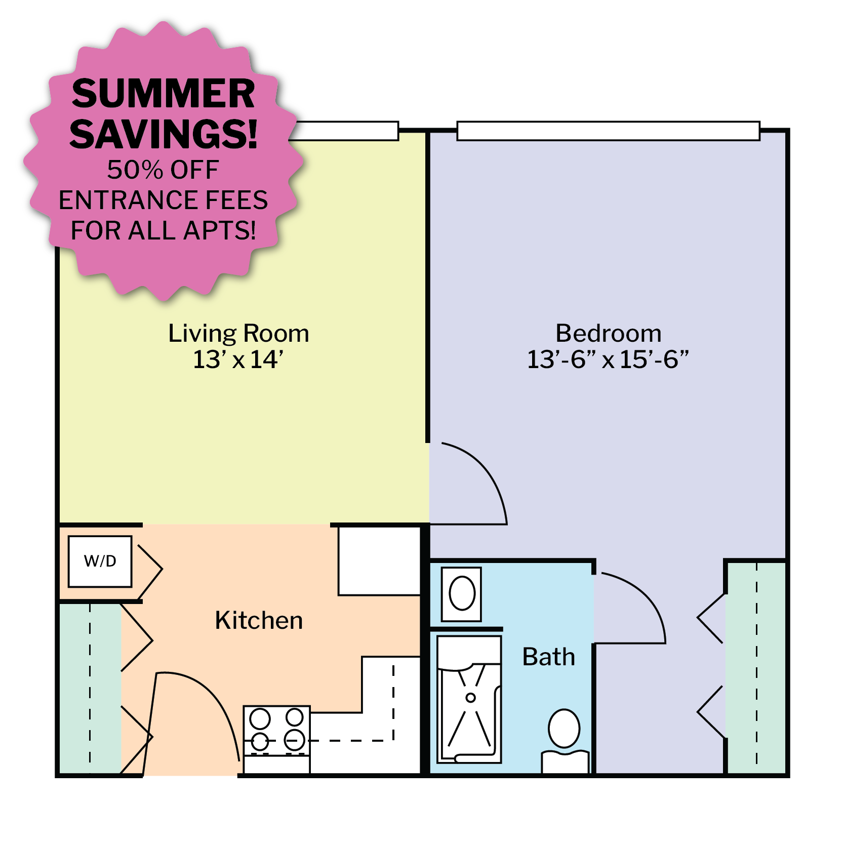 PP Summer Sale Starburst And Floor Plan - 1BR