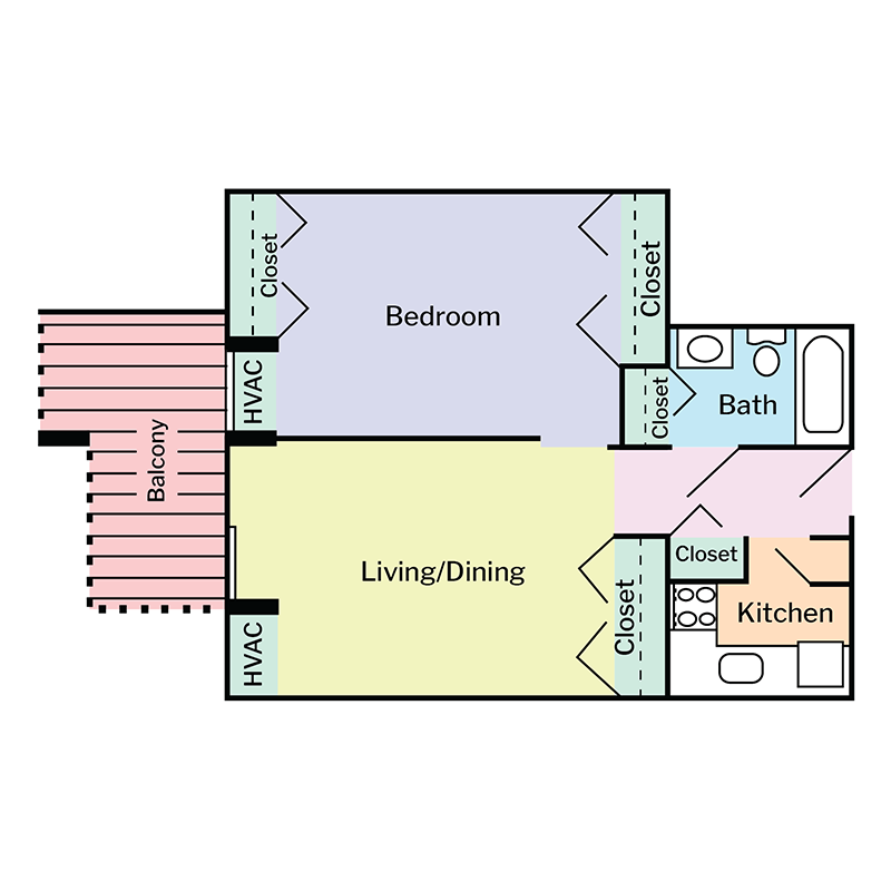 ST Floorplan Updates - Colored - 1 BR