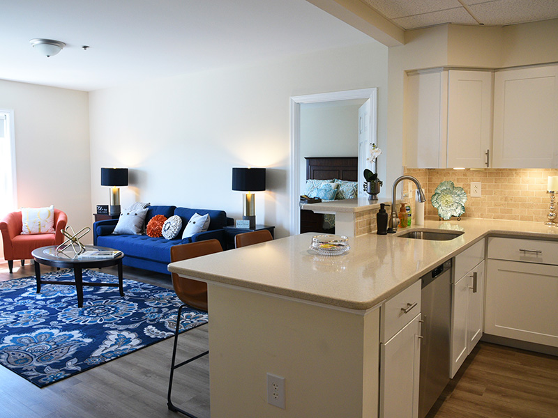 WEL Upper Moreland Apartment kitchen and living room open floor plan
