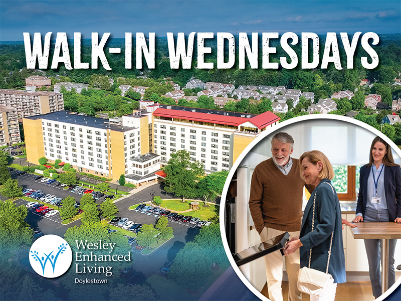 WEL Doylestown Walk In Wednesdays invite, seniors touring a new home