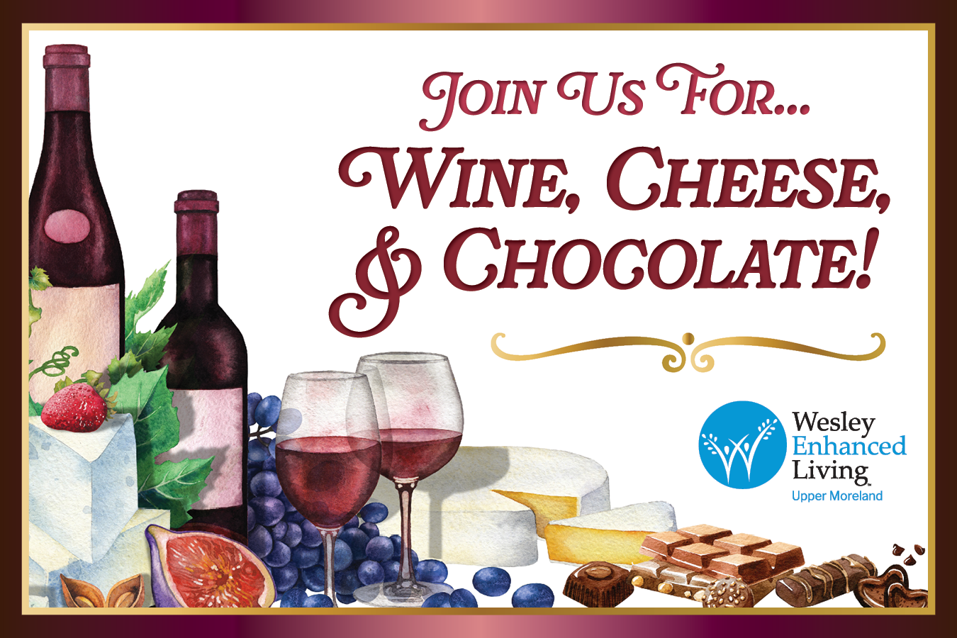WEL Upper Moreland Wine Cheese and Chocolate Event invite