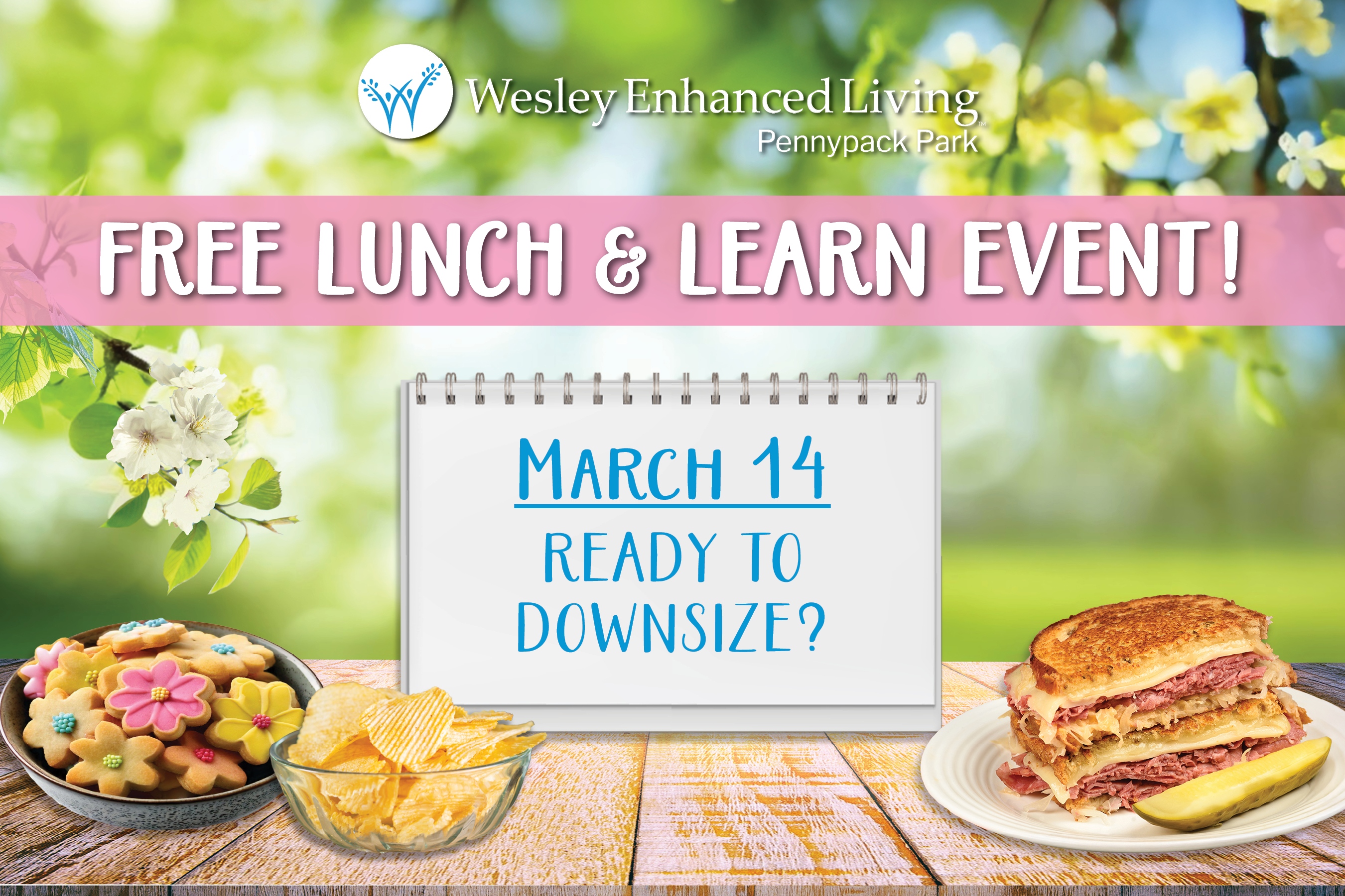 WEL Pennypack Park free spring Lunch & Learn event invite with topic "Downsizing"