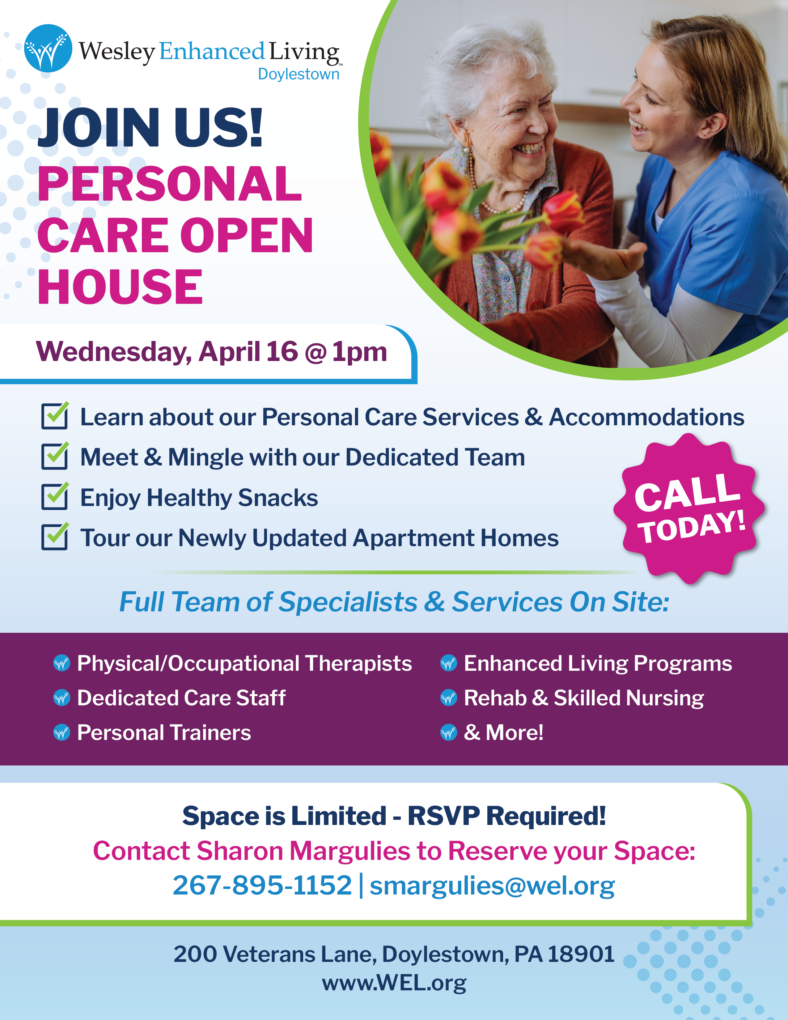 WEL Doylestown Personal Care Open House Flyer