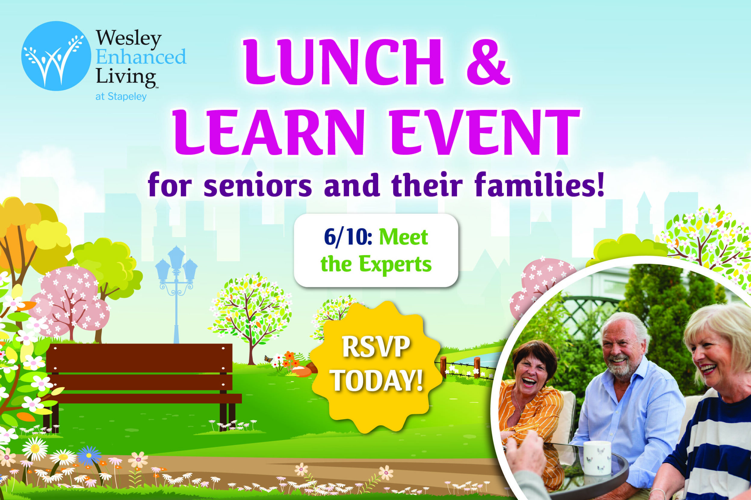 WEL at Stapeley Lunch & Learn event invite for seniors & families