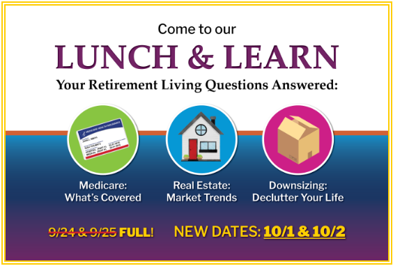 Senior Retirement Living Lunch & Learn at WEL Pennypack Park & Stapeley invite