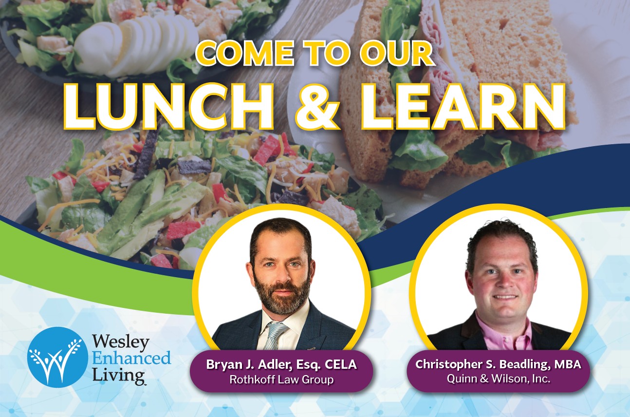Lunch & Learn invite for WEL Doylestown with speakers from Rothkoff Law Group and Quinn & Wilson, Inc.